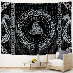 Tenture Murale Viking Triskèle des Runes Ancestrales