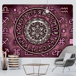 Tenture Murale Viking Valknut Magenta - Symbole d’Odin