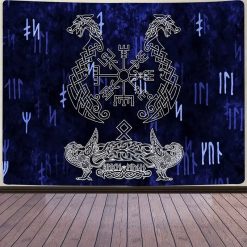 Tenture Murale Viking Vegvisir des Dragons Jumeaux