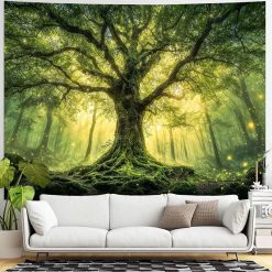 Tenture Murale Arbre de Vie Sanctuaire Lumineux de la Forêt Sacrée