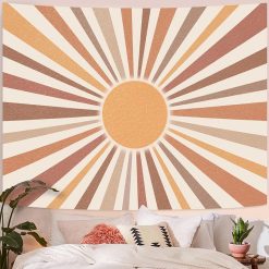 Tenture Murale Bohème Rayonnement Solaire Terracotta