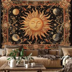 Tenture Murale Bohème Soleil Antique & Phases Lunaires Florales