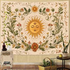 Tenture Murale Bohème Soleil Champêtre & Couronne Florale