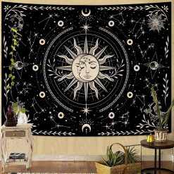 Tenture Murale Bohème Soleil & Lune Constellations Nocturnes