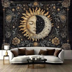 Tenture Murale Bohème Soleil & Lune Harmonie Sombre des Astres