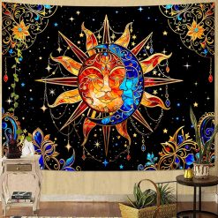 Tenture Murale Bohème Soleil & Lune Vitrail Céleste
