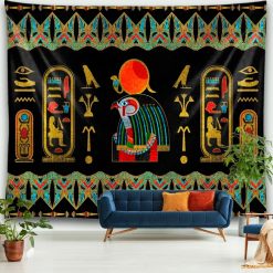 Tenture Murale Égyptienne Horus Solaire aux Hiéroglyphes Royaux