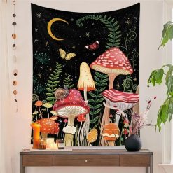 Tenture Murale Hippie Forêt Champignon & Lune Bohème