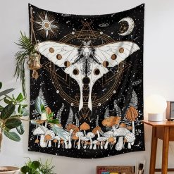 Tenture Murale Hippie Papillon Lunaire & Géométrie Sacrée
