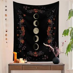 Tenture Murale Hippie Phases Lunaires & Roses Nocturnes