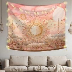 Tenture Murale Hippie Soleil Céleste Rosé