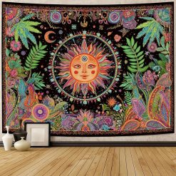 Tenture Murale Hippie Soleil Cosmique des Rêves Éveillés