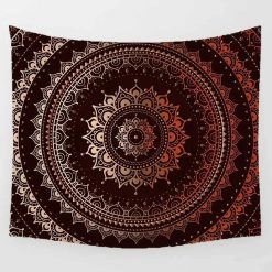Tenture Murale Mandala “Éclipse Pourpre & Sable d’Ambre”