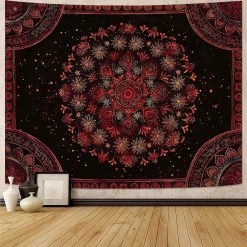 Tenture Murale Mandala “Éclipse Rouge Astrale”