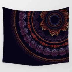 Tenture Murale Mandala “Nuit Indigo & Feu Tribal”