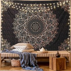 Tenture Murale Mandala Rosace Cosmique Cuivrée