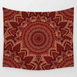 Tenture Murale Mandala “Rouge Carmin & Or Maharaja”