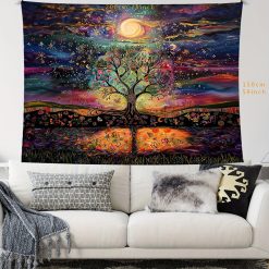Tenture Murale Arbre de Vie - Flore Enchantée & Brume d'Ambre