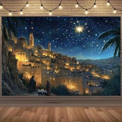 Tenture Murale Art Chrétien Bethléem sous l’Étoile de l’Espérance