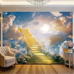 Tenture Murale Art Chrétien L’Escalier d’Or vers le Royaume Céleste