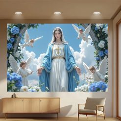 Tenture Murale Art Chrétien La Vierge Marie, Mère de Douceur et de Grâce