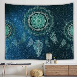 Tenture Murale Bohème Attrape-Rêves Galaxie Émeraude
