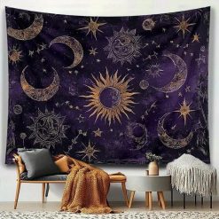 Tenture Murale Bohème - Nuit Stellaire & Soleils d'Or