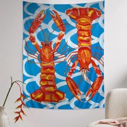 Tenture Murale Bord de Mer - Homards Rouges “Énergie Océanique”