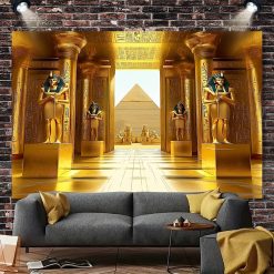 Tenture Murale Égyptienne Corridor d’Or des Gardiens Pharaoniques'
