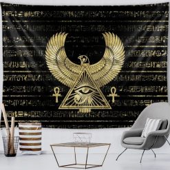 Tenture Murale Égyptienne Faucon Sacré de l’Œil Triangulaire