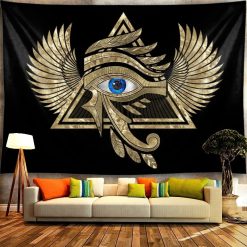 Tenture Murale Égyptienne Œil d’Horus Ailé de la Triade Sacrée