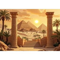 Tenture Murale Égyptienne Passage Doré vers les Pyramides