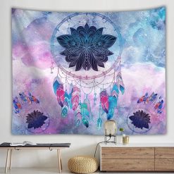 Tenture Murale Hippie Attrape Rêves Lotus Cosmique Pastel