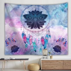 Tenture Murale Hippie Attrape Rêves Lotus Cosmique Pastel