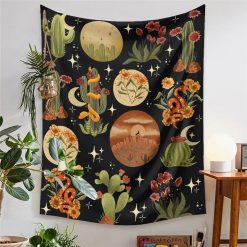 Tenture Murale Hippie Désert Mystique & Serpents Solaires