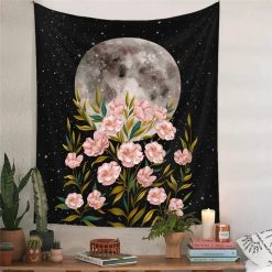 Tenture Murale Hippie Fleurs de Lune Nocturne