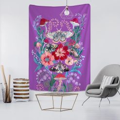 Tenture Murale Hippie Jardin Violet des Papillons Oniriques