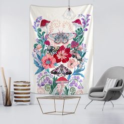 Tenture Murale Hippie Jardin des Papillons & Amanites Pourpres