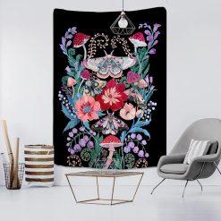 Tenture Murale Hippie Nocturne Floral aux Papillons Mystiques