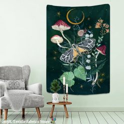 Tenture Murale Hippie Papillon de Nuit & Clair de Lune Émeraude