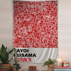 Tenture Murale Japonaise Hommage à Yayoi Kusama Univers Organique Rouge