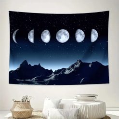 Tenture Murale Lunes « Cycle Lunaire sur Montagnes Nocturnes »