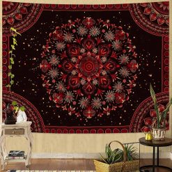 Tenture Murale Mandala Flamme Sacrée Rouge