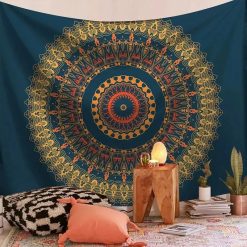 Tenture Murale Mandala Soleil Bohème Émeraude