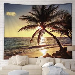 Tenture Murale Paysage Lueur Dorée sur Plage Tropicale
