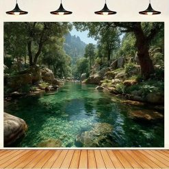 Tenture Murale Paysage Rivière de Cristal et Forêt Boréale Paisible