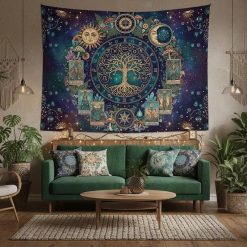Tenture Murale Arbre de Vie Astrologie et Tarot