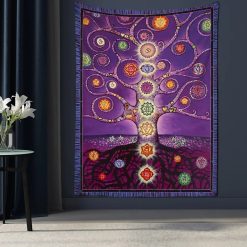 Tenture Murale Arbre de Vie Chakras Améthyste