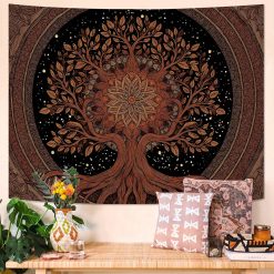 Tenture Murale Arbre de Vie Mandala Stellaire