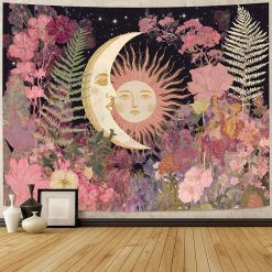 Tenture Murale Bohème Baiser de la Lune et du Soleil au Jardin Floral